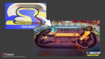 Homestead-Miami Speedway; the "high-intensity stunt track" from concept track mockup to final version